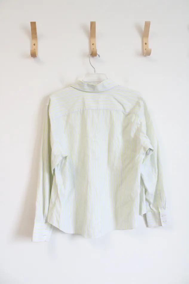 Lands End Green White Striped Button Down Top 18 Lands End Rings