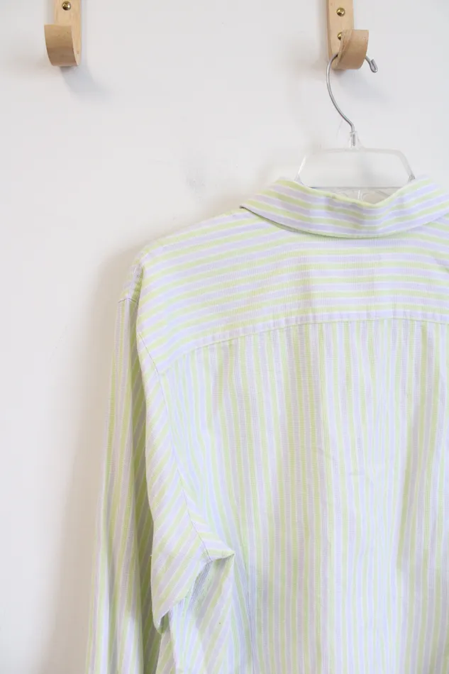 Lands End Green White Striped Button Down Top 18 Lands End Rings