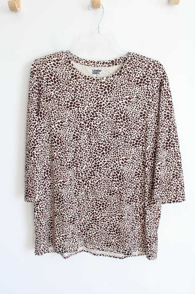 Lands End Lands End Cheetah Print Long Sleeved Top M Earrings