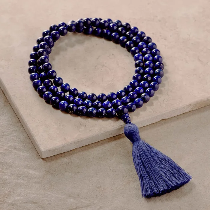Lapis Mala 108 beads Drukomalas Earrings