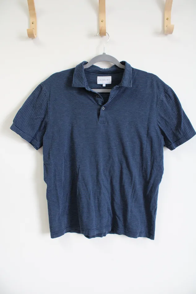 Ledbury Blue Striped Polo Shirt L Ledbury Rings