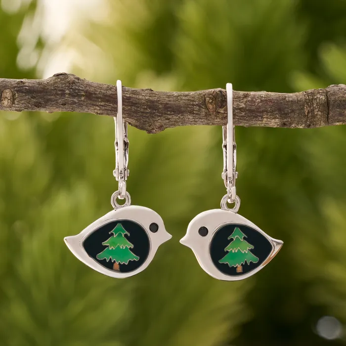 Leverback Evergreen Birdie Earrings Chadds Ford Jewelry Earrings