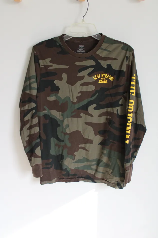 Levis Green Camo Long Sleeved Logo Shirt XS Levis Earrings
