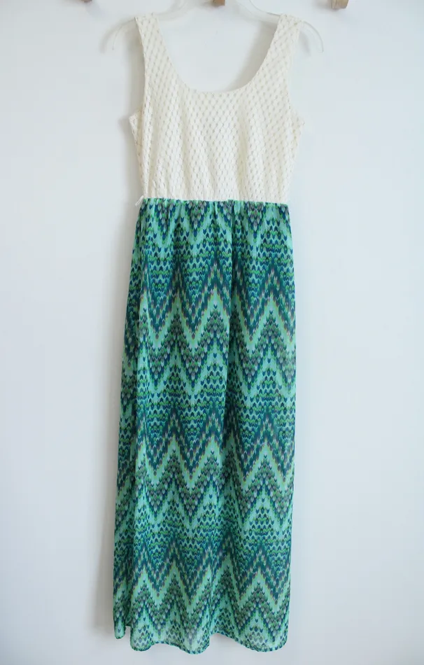 Lilly Rose Lace Top Green Maxi Chiffon Dress S Lilly Rose Earrings