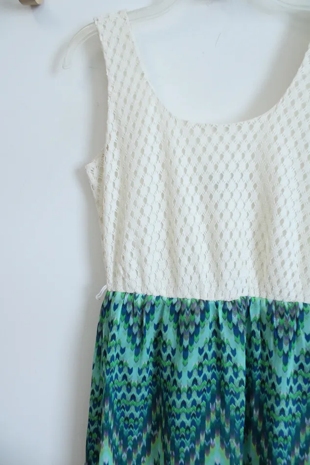 Lilly Rose Lace Top Green Maxi Chiffon Dress S Lilly Rose Earrings