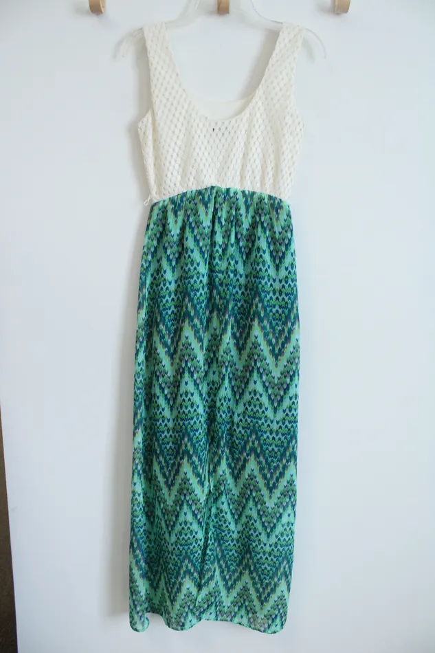 Lilly Rose Lace Top Green Maxi Chiffon Dress S Lilly Rose Earrings