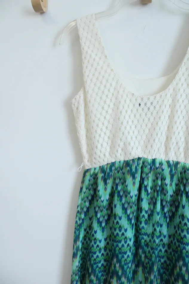 Lilly Rose Lace Top Green Maxi Chiffon Dress S Lilly Rose Earrings