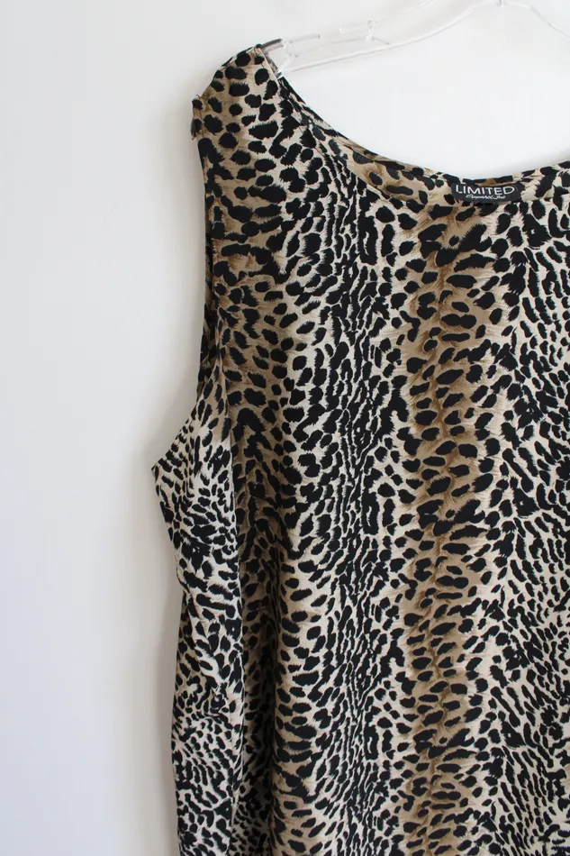Limited Apparel Inc Vintage Green Cheetah Print Chiffon Dress 2XL The Limited Earrings