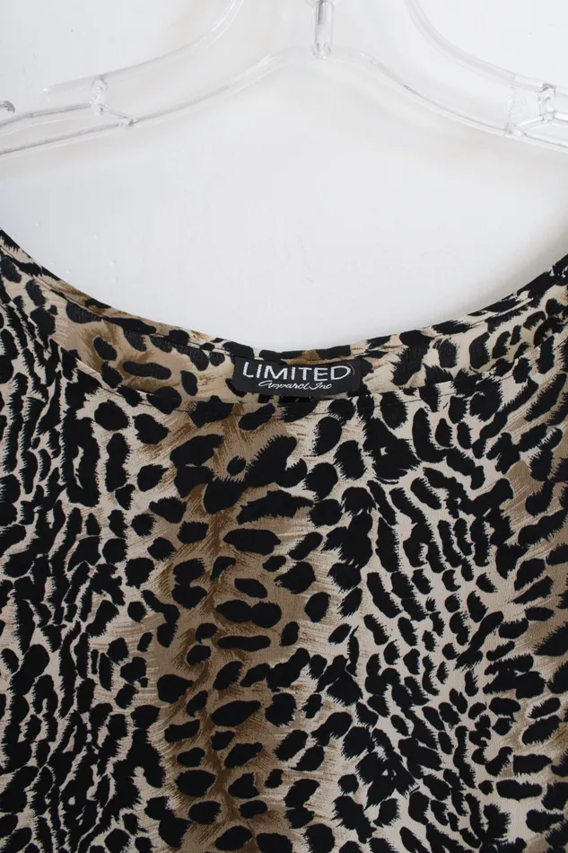Limited Apparel Inc Vintage Green Cheetah Print Chiffon Dress 2XL The Limited Earrings