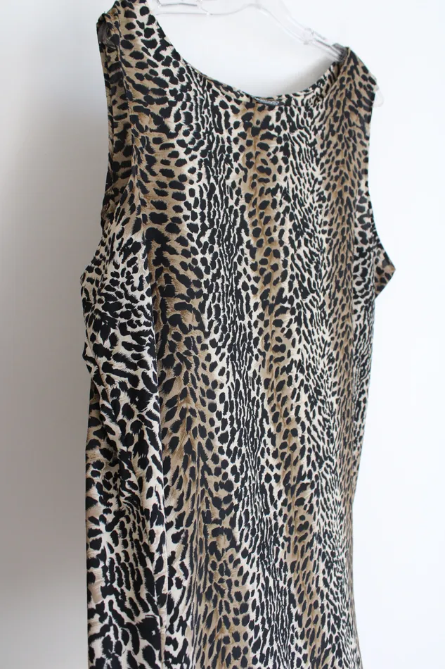 Limited Apparel Inc Vintage Green Cheetah Print Chiffon Dress 2XL The Limited Earrings