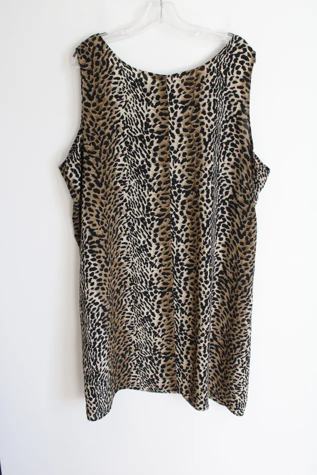 Limited Apparel Inc Vintage Green Cheetah Print Chiffon Dress 2XL The Limited Earrings