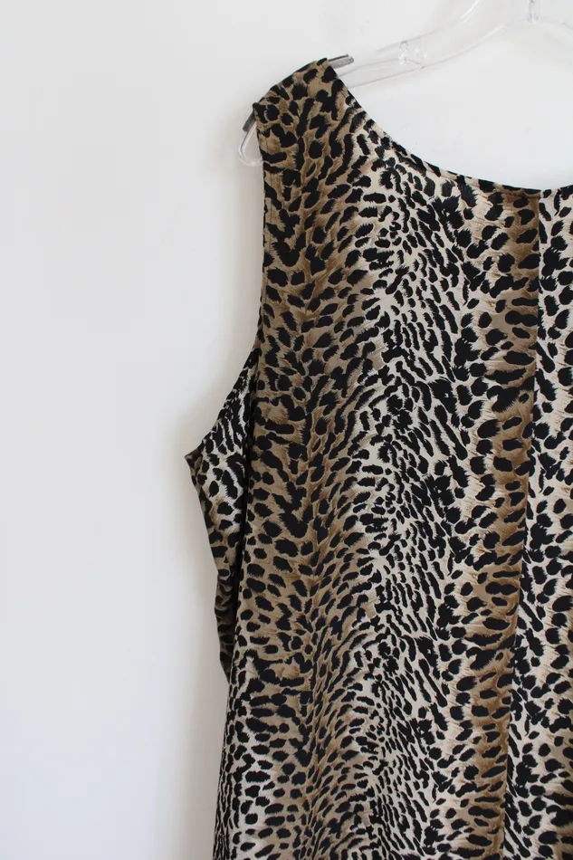 Limited Apparel Inc Vintage Green Cheetah Print Chiffon Dress 2XL The Limited Earrings
