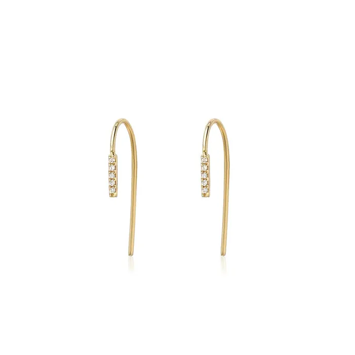 Liven Co Earrings Ear Pin Diamond Bar Earrings Yellow Gold