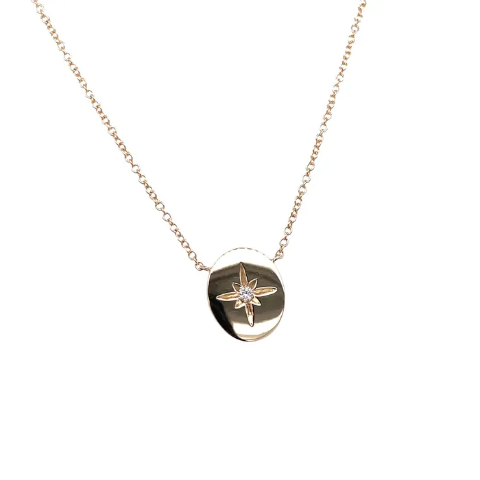Liven Co Necklaces Oval Disc Starburst Necklace Yellow Gold