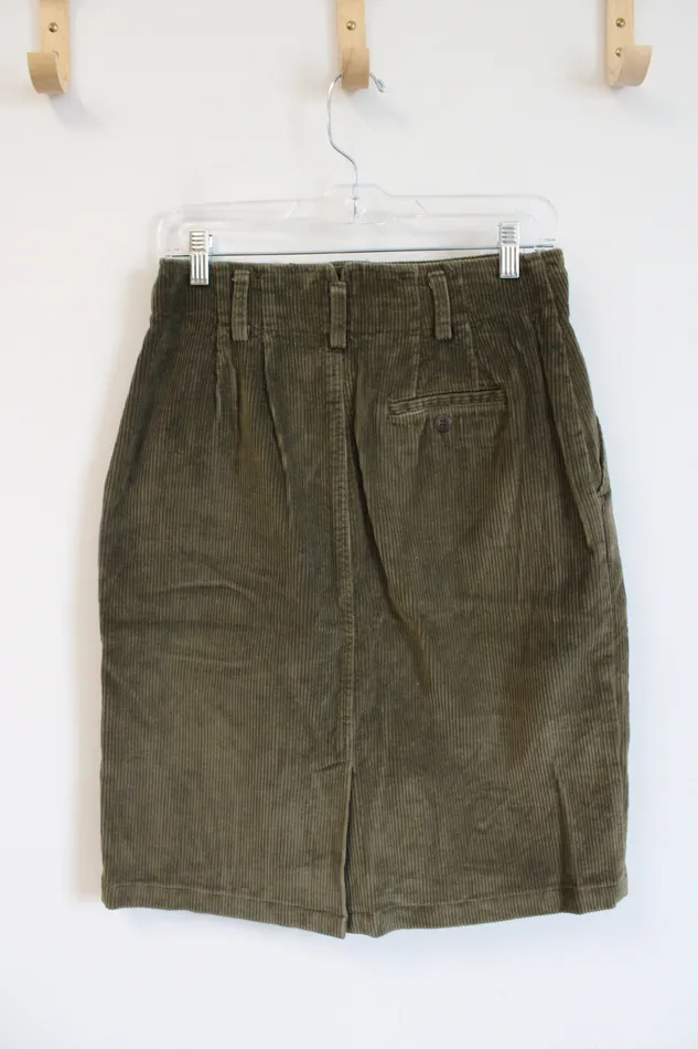 Liz Claiborne Liz Sport Olive Green Corduroy Skirt 10 Earrings