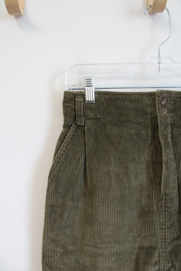 Liz Claiborne Liz Sport Olive Green Corduroy Skirt 10 Earrings