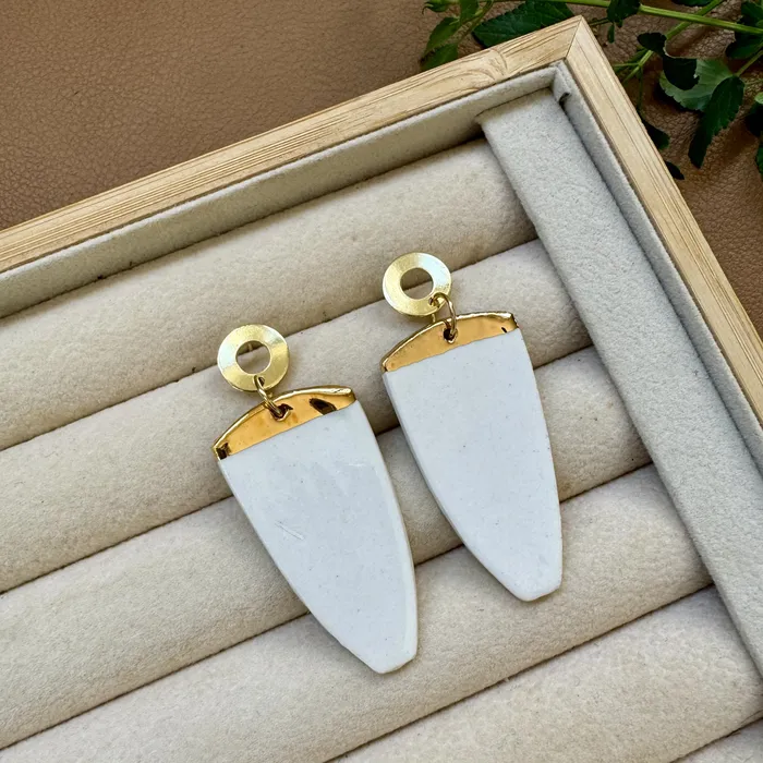 Long Dangle Earrings White CREATE CERAMICS Earrings