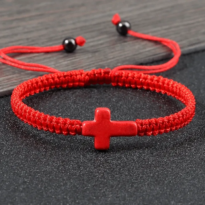 Lords Guidance Bracelets Braided Christian Bracelet with Matching Color Cross Charm