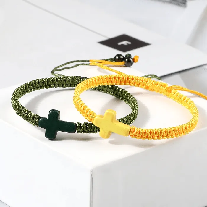Lords Guidance Bracelets Braided Christian Bracelet with Matching Color Cross Charm