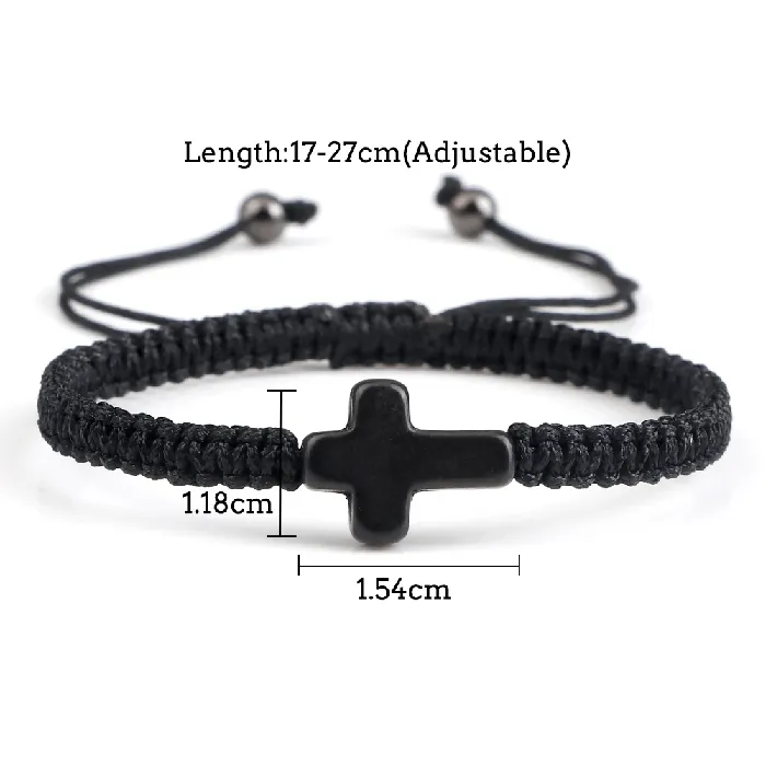 Lords Guidance Bracelets Braided Christian Bracelet with Matching Color Cross Charm