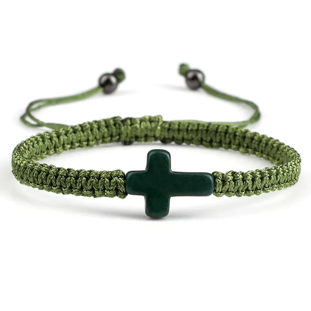Lords Guidance Bracelets Braided Christian Bracelet with Matching Color Cross Charm