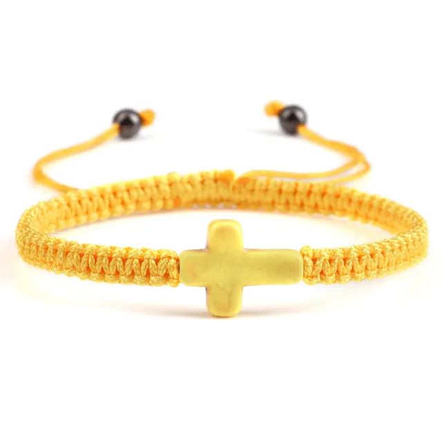 Lords Guidance Bracelets Braided Christian Bracelet with Matching Color Cross Charm