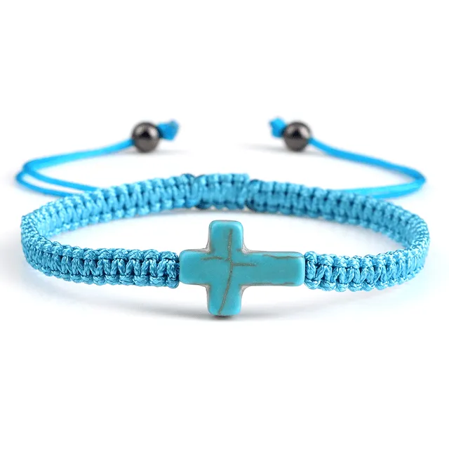 Lords Guidance Bracelets Braided Christian Bracelet with Matching Color Cross Charm