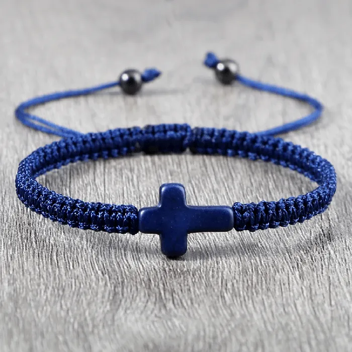 Lords Guidance Bracelets Braided Christian Bracelet with Matching Color Cross Charm