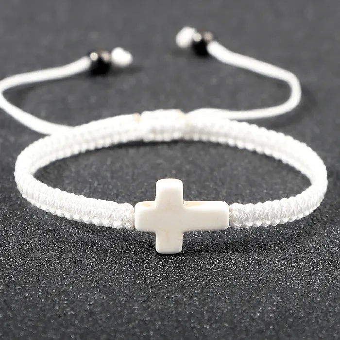 Lords Guidance Bracelets Braided Christian Bracelet with Matching Color Cross Charm