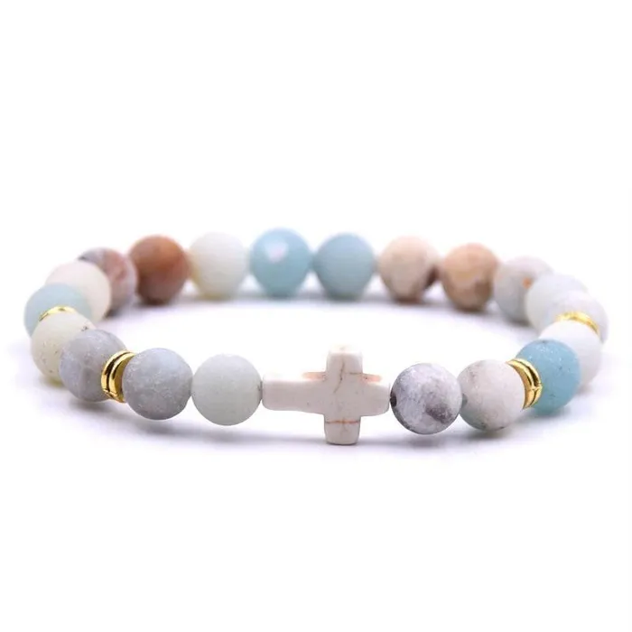 Lords Guidance Bracelets Cross Bead Bracelet br Colorful Stones