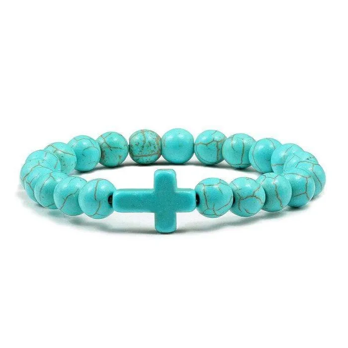 Lords Guidance Bracelets Cross Bead Bracelet br Turquoise
