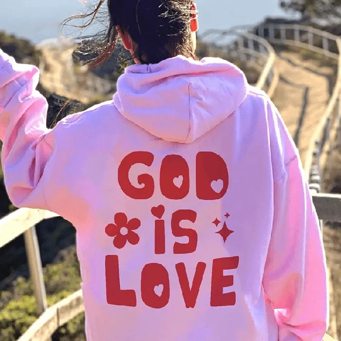 Lords Guidance Earrings God is Love Back Print Hoodie