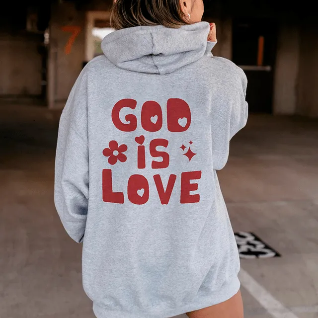 Lords Guidance Earrings God is Love Back Print Hoodie