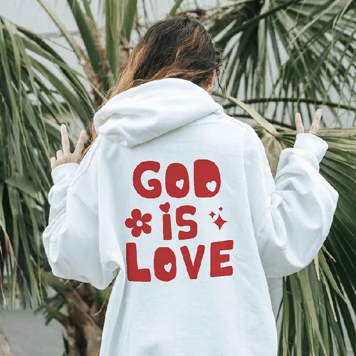 Lords Guidance Earrings God is Love Back Print Hoodie