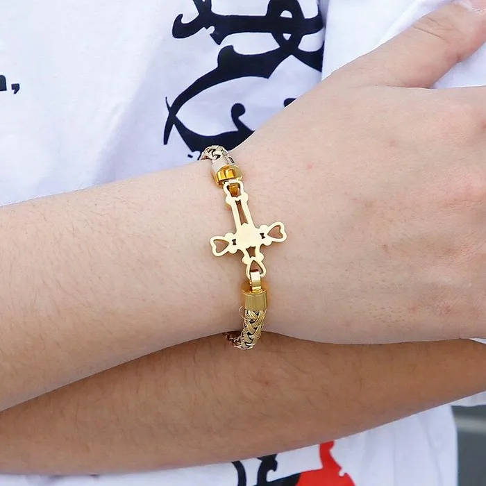 Lords Guidance Mens Cross Bracelet br Hollowed Bracelets