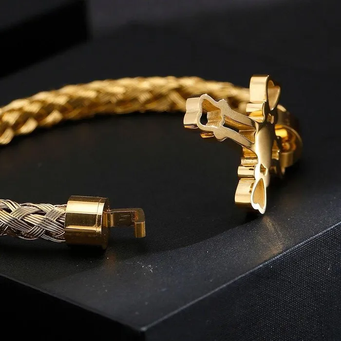 Lords Guidance Mens Cross Bracelet br Hollowed Bracelets