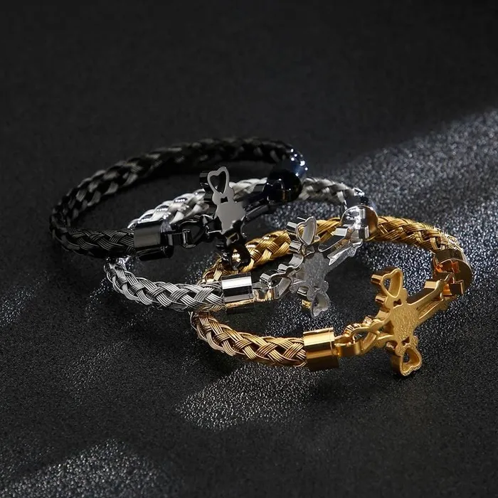 Lords Guidance Mens Cross Bracelet br Hollowed Bracelets