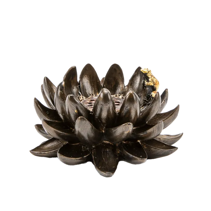 Lotus Incense Holder with Frog Top Land Trading Necklaces