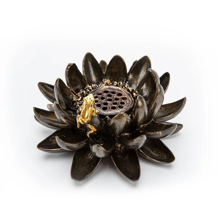 Lotus Incense Holder with Frog Top Land Trading Necklaces