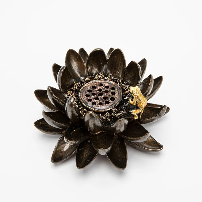 Lotus Incense Holder with Frog Top Land Trading Necklaces