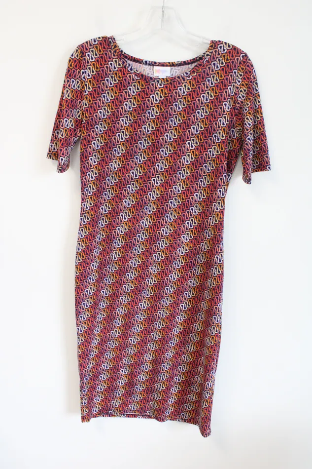 LuLaRoe Earrings LuLaRoe Orange Yellow Patterned Dress M