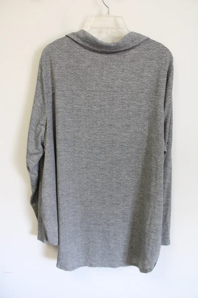 LuLaRoe LuLaRoe Gray Patterned button Down Shirt 3XL Earrings