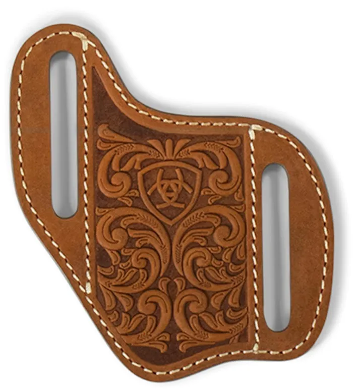 M F WESTERN PRODUCTION INC Earrings ARIAT KNIFE SHEATH PANCAKE SCROLLING EMBOSSED MEDIUM BROWN