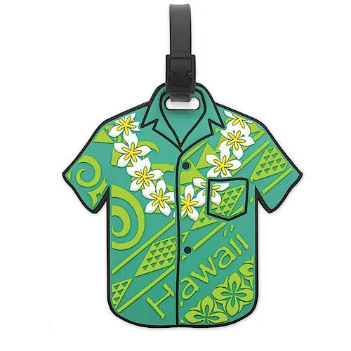MADDENCORP Aloha Shirt Luggage Tag Green Earrings