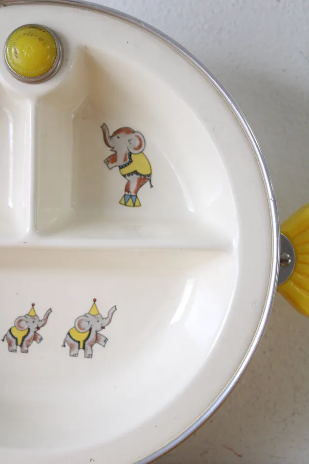 Majestic Necklaces Majestic Vintage 1950s Ceramic Metal Baby Food Warming Divided Dish
