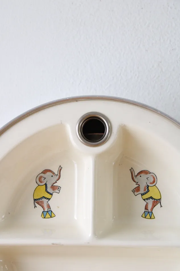 Majestic Necklaces Majestic Vintage 1950s Ceramic Metal Baby Food Warming Divided Dish