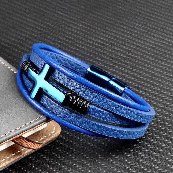 Mens Cross Bracelet br Blue Cross Lords Guidance Bracelets