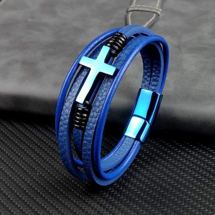 Mens Cross Bracelet br Blue Cross Lords Guidance Bracelets