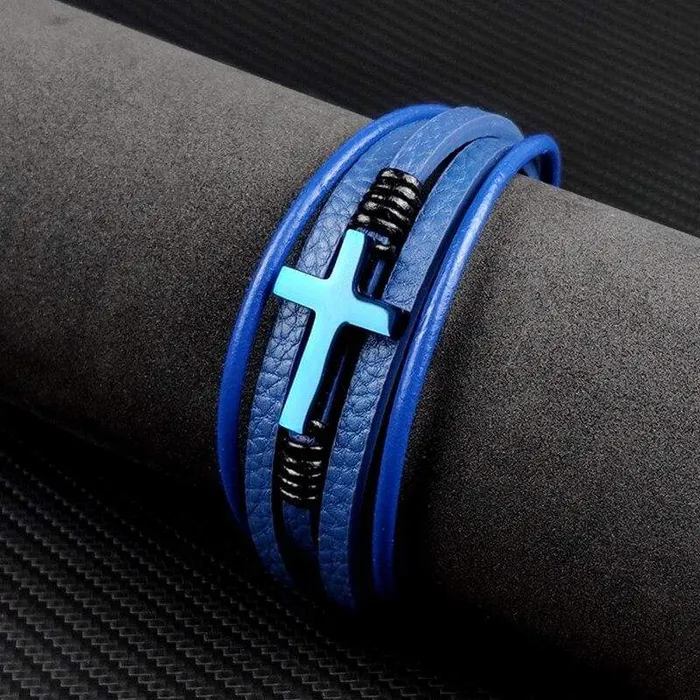 Mens Cross Bracelet br Blue Cross Lords Guidance Bracelets