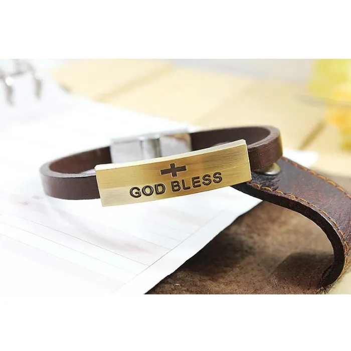 Mens Cross Bracelet br God Bless Lords Guidance Bracelets